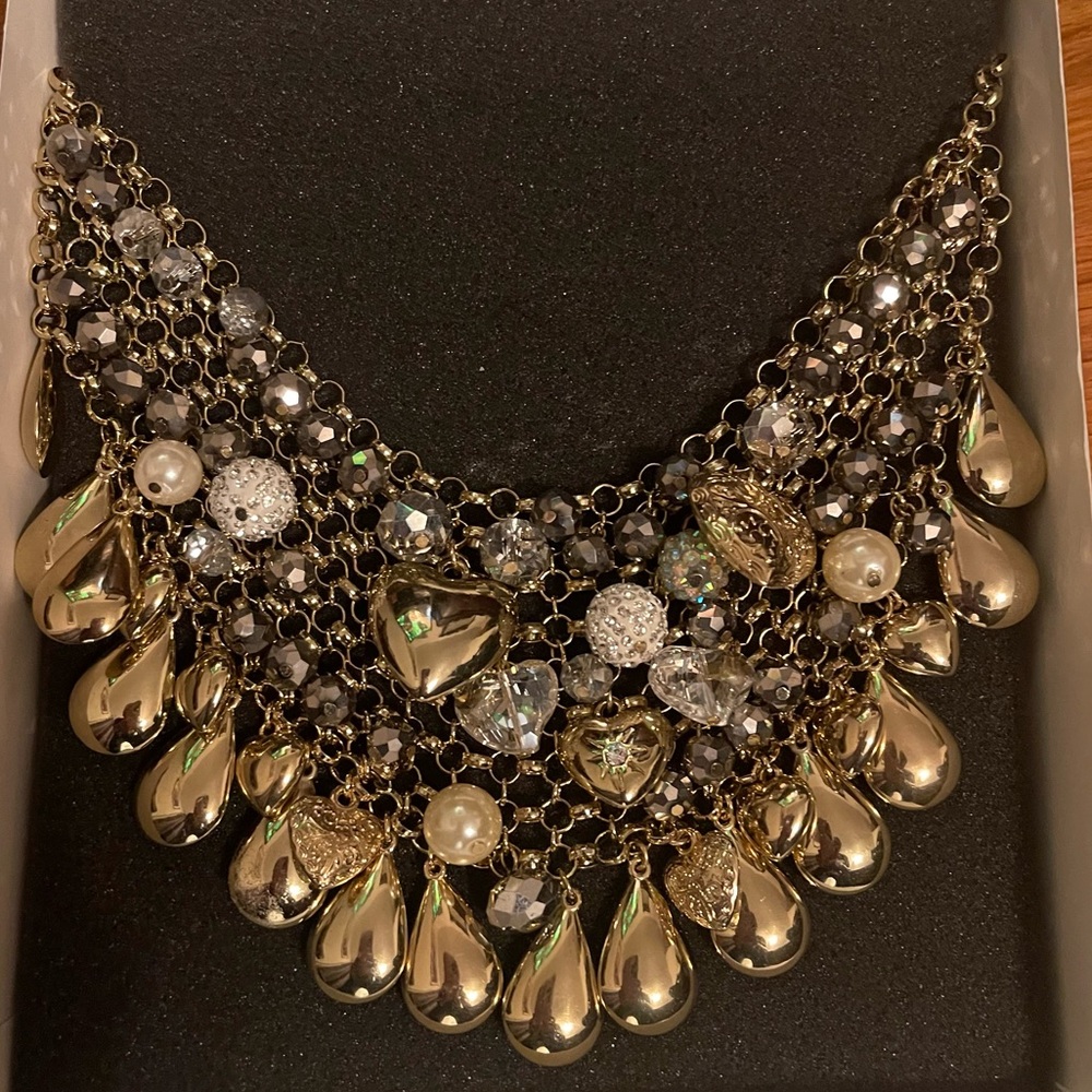 Traci Lynn Heart Statement Necklace with Rhinestones – Stunning & Bold!